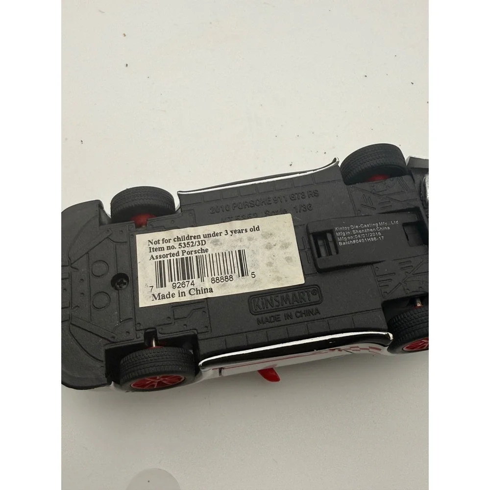 Kinsmart 2010 Porsche 911 GT3 RS White Red 1/36 Diecast Model Car 5352/3D